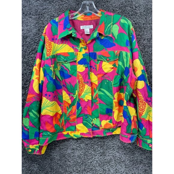 Diane Von Furstenberg Jacket Womens Plus 1X Multi Floral Lined Tropical Colorful - Picture 9 of 15